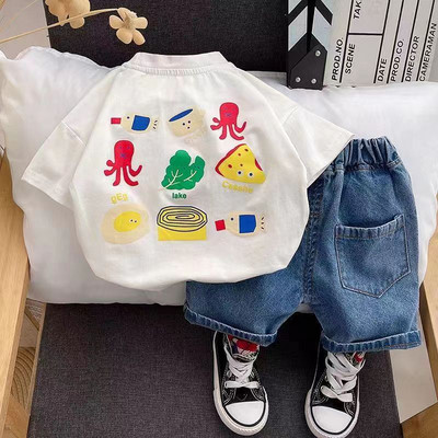 T-krekls Bērnu apģērbs Zēniem Meiteņu T-krekls ar īsām piedurknēm Zēniem Meitenēm 2023. gada vasaras modes karikatūra ar apdrukātu apaļkaklu, brīvs tops