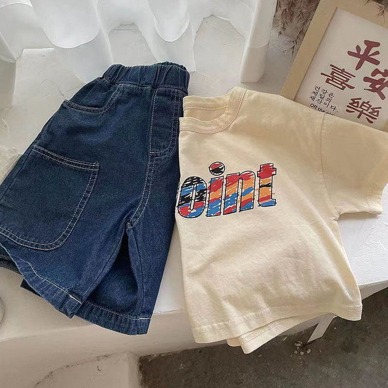 T-krekls Bērnu apģērbs Zēniem Meiteņu T-krekls ar īsām piedurknēm Zēniem Meitenēm 2023. gada vasaras modes karikatūra ar apdrukātu apaļkaklu, brīvs tops