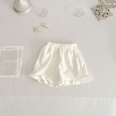 Nyári új csecsemő fodros farmer rövidnadrág lány baba divat zsebek vékony farmer Gyermekek tömör alkalmi nadrágok gyerek pamut bő nadrágok