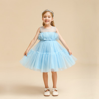 Elegantne večernje haljine za djevojke Rođendanska haljina za djevojčice 1-5T Ljetna nova odjeća bez rukava s mašnama na volane Svečana haljina za bebe