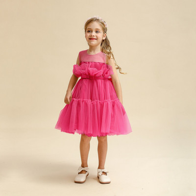 Elegantne večernje haljine za djevojke Rođendanska haljina za djevojčice 1-5T Ljetna nova odjeća bez rukava s mašnama na volane Svečana haljina za bebe