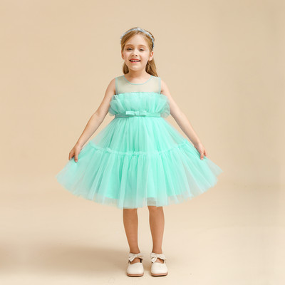 Elegantne večernje haljine za djevojke Rođendanska haljina za djevojčice 1-5T Ljetna nova odjeća bez rukava s mašnama na volane Svečana haljina za bebe