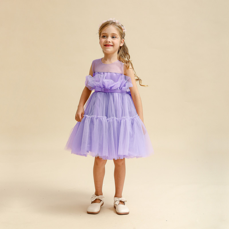 Elegantne večernje haljine za djevojke Rođendanska haljina za djevojčice 1-5T Ljetna nova odjeća bez rukava s mašnama na volane Svečana haljina za bebe