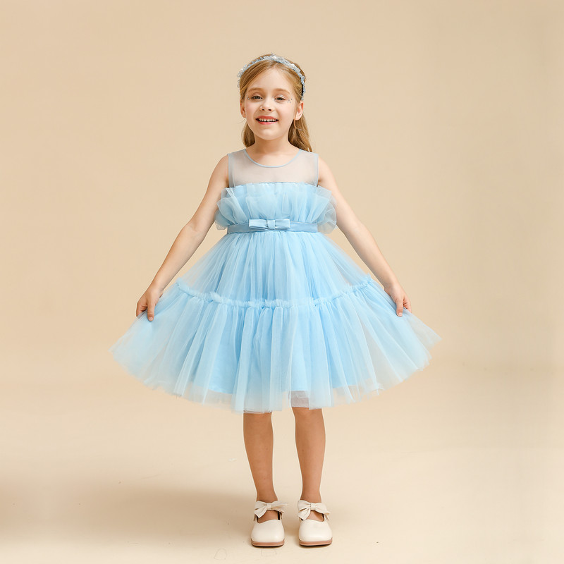 Elegantne večernje haljine za djevojke Rođendanska haljina za djevojčice 1-5T Ljetna nova odjeća bez rukava s mašnama na volane Svečana haljina za bebe