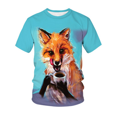 Kawaii Animals Foxes 3D Printed Детска тениска Модна ежедневна тениска с карикатури Момчета Момичета Детско облекло за момичета