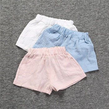 Нови летни детски памучни набръчкани ежедневни къси панталони за момчета и момичета Плажни свободни горещи шорти WT026