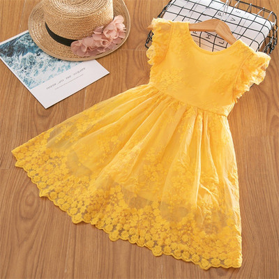 Vasaros mažylių mergaičių nėrinių tortinė suknelė vaikams be rankovių gėlėta tinklinė vestuvinė suknelė Vaikiški drabužiai mergaitėms nuo 3 iki 8 metų