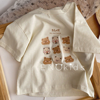 Ljetne majice za djevojčice 2023. Majice kratkih rukava za djecu Crtani bež boje Dječje majice Gornja odjeća za malu djecu Odjeća za bebe Odjeća