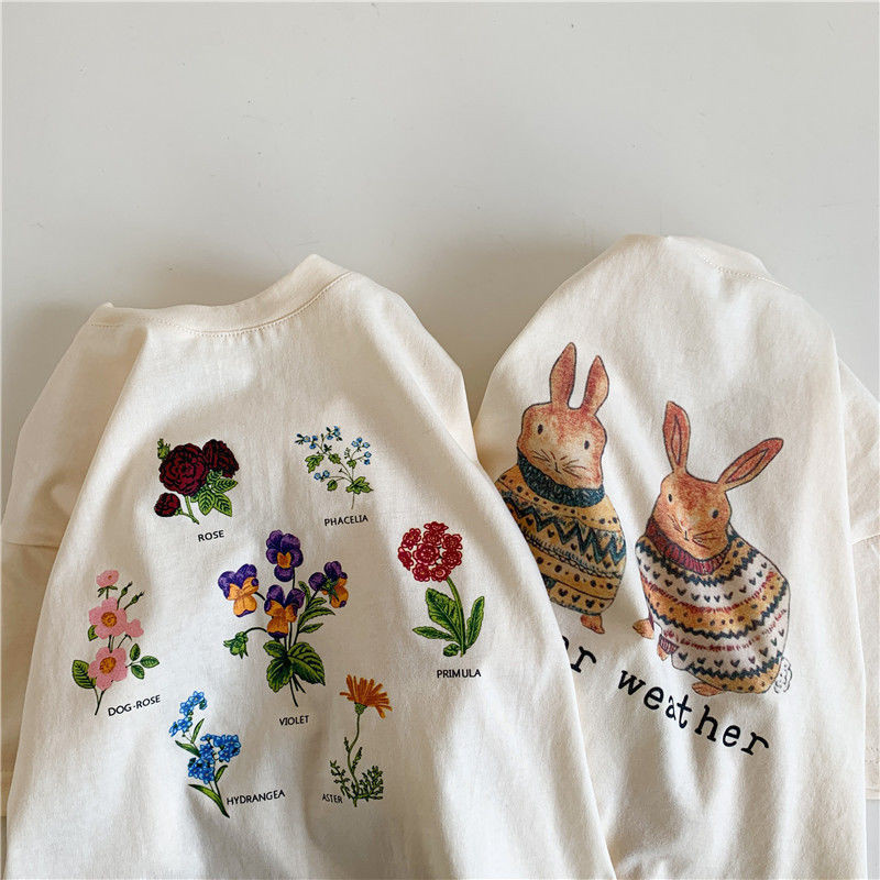 Ljetne majice za djevojčice 2023. Majice kratkih rukava za djecu Crtani bež boje Dječje majice Gornja odjeća za malu djecu Odjeća za bebe Odjeća