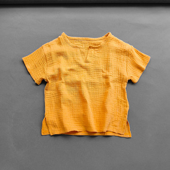 Детска тениска за момичета и момчета Лятна детска тениска от памучно бельо Меки горнища Дрехи Тениска за бебешки момичета Риза с къс ръкав