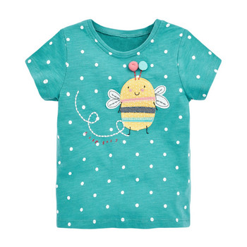 Little maven 2023 Памучна тениска с къси ръкави, летни дрехи с малки пчели, прекрасни за бебета, момичета, деца от 2 до 7 години