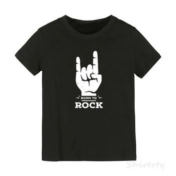 Born To Rock Детска тениска Момчета Момичета Унисекс Бебешки дрехи Готини модни стилни горнища Детска лятна тениска с къс ръкав Графична тениска