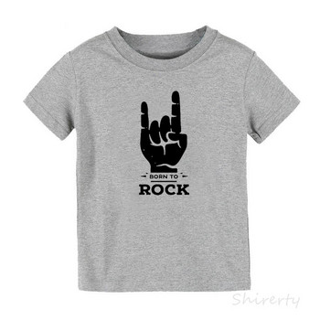 Born To Rock Детска тениска Момчета Момичета Унисекс Бебешки дрехи Готини модни стилни горнища Детска лятна тениска с къс ръкав Графична тениска