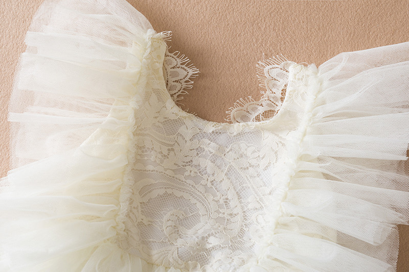 2023 m. Naujojo kūdikio gimtadienio princesės suknelės mergaitėms Vasarinė vaikiška nėriniuota suknelė Vaikų vestuvinio vakarėlio rutulinė suknelė gėlėms mergaitėms balta suknelė