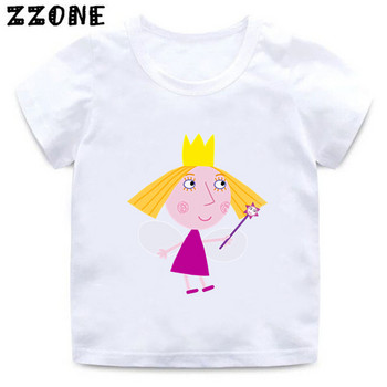 Ben And Holly Kingdom Cartoon Детски забавни тениски Сладки дрехи за момичета Тениска за бебета и момчета Летни детски блузи с къс ръкав, ooo5038