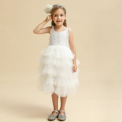 Vintage tüdrukute uus kaartikandiga lillekleit Väikese tüdruku sünnipäevapidu kohev kihiline kostüüm, laste jõulukleit tüllist tutu