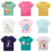 Jumping Meters Majica kratkih rukava za ljetne djevojke, slatki zec, jednorog, izvezena pletena prozračna pamučna odjeća za bebe