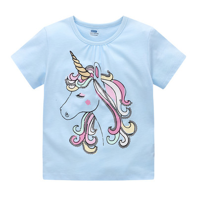 Jumping Meters Majica kratkih rukava za ljetne djevojke, slatki zec, jednorog, izvezena pletena prozračna pamučna odjeća za bebe