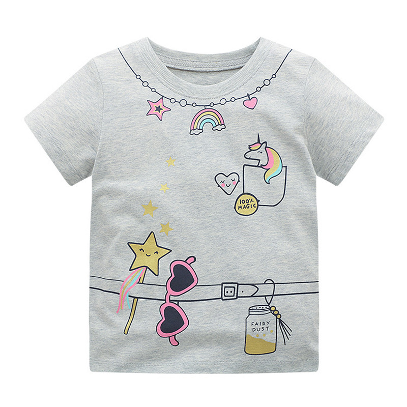 Jumping Meters Majica kratkih rukava za ljetne djevojke, slatki zec, jednorog, izvezena pletena prozračna pamučna odjeća za bebe