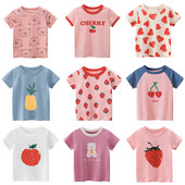 Gyerek nyári póló lányoknak Aranyos pamut baba lány ruhák gyermek rövid ujjú felső lány póló Gyermek ruhák 2-8 éves korig