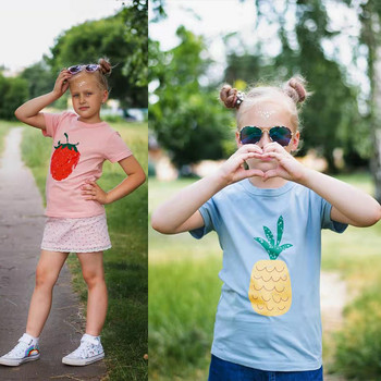 Παιδικό καλοκαιρινό μπλουζάκι για κορίτσια Χαριτωμένα βαμβακερά βρεφικά ρούχα για κορίτσια Παιδικά κοντομάνικα μπλουζάκια για κορίτσια Παιδικά ρούχα 2 έως 8 ετών