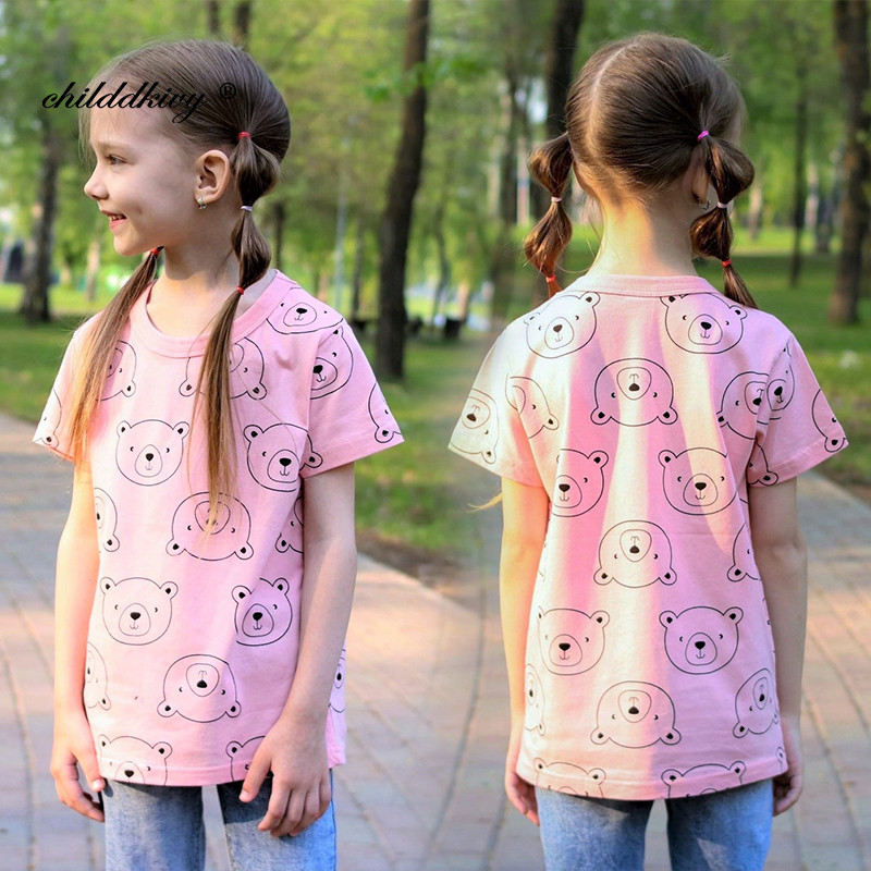 Gyerek nyári póló lányoknak Aranyos pamut baba lány ruhák gyermek rövid ujjú felső lány póló Gyermek ruhák 2-8 éves korig