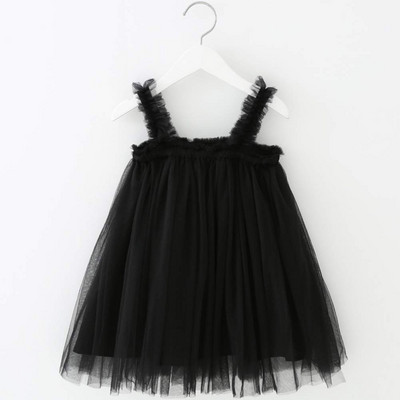 Slatka haljina za djevojčice Nova ljetna odjeća bez rukava na naramenice od tila Ružičasta plisirana odjeća Dječji rođendanski kostim princeze Baletne haljine