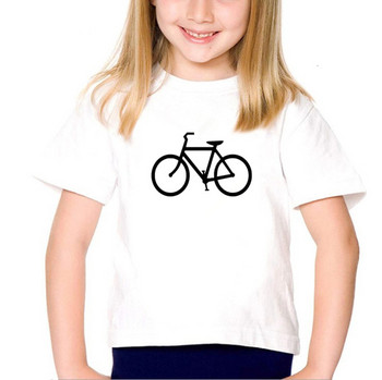 Нови летни дрехи за бебешки момчета Велосипеден принт Детски дрехи за момчета и момичета Тънка тениска с къс ръкав Забавна тениска за момчета Горнища за момичета