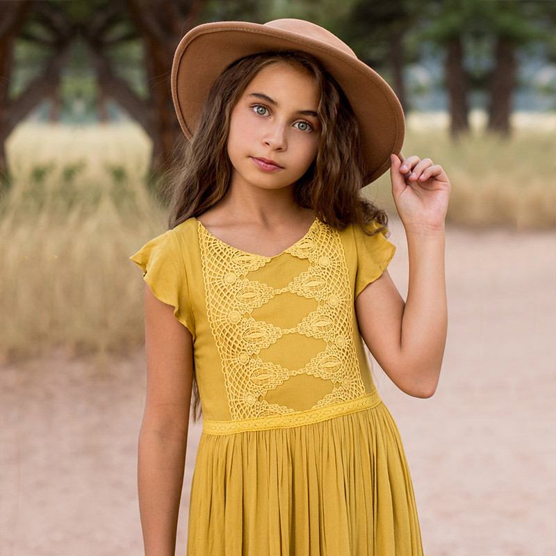 Ljetne nove čipkaste cvjetne haljine za djevojčice, dječje boho kratke rukave, maxi duge vestido haljine za djevojčice s cvijećem za vjenčanje, dječja rođendanska odjeća