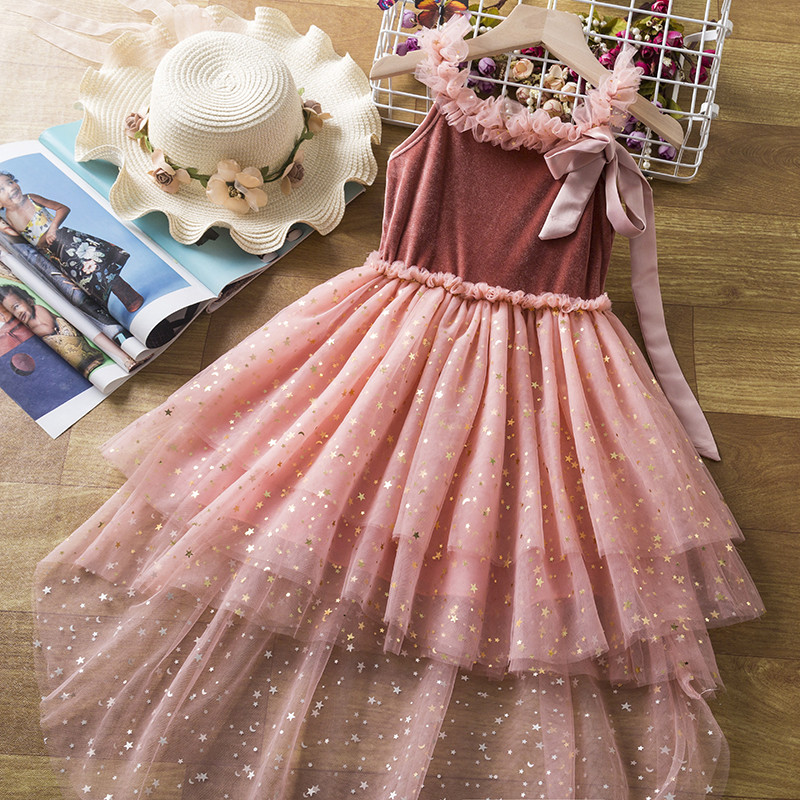 Elegantna ružičasta rođendanska mašna princezine haljine za djevojčice, dječja ljetna nova haljina sa šljokicama i sirenom, večernji kostim za zabavu za djevojčice
