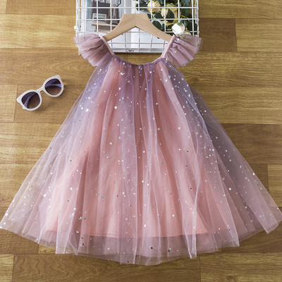 Volangidega litritega suvekleit tüdrukutele 2023 vabaaja tülli uus kleit Vikerkaarekoogiga kihiline kleit 3–8-aastastele tüdrukutele