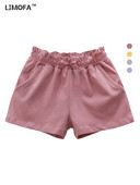 LJMOFA Ljetne pamučne kratke hlače za djevojčice Jednobojne ružičaste modne slatke kratke hlače za malu djecu visokog struka Elastične dječje hlače Odjeća za bebe D344