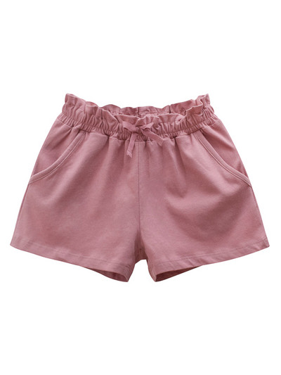 LJMOFA Ljetne pamučne kratke hlače za djevojčice Jednobojne ružičaste modne slatke kratke hlače za malu djecu visokog struka Elastične dječje hlače Odjeća za bebe D344