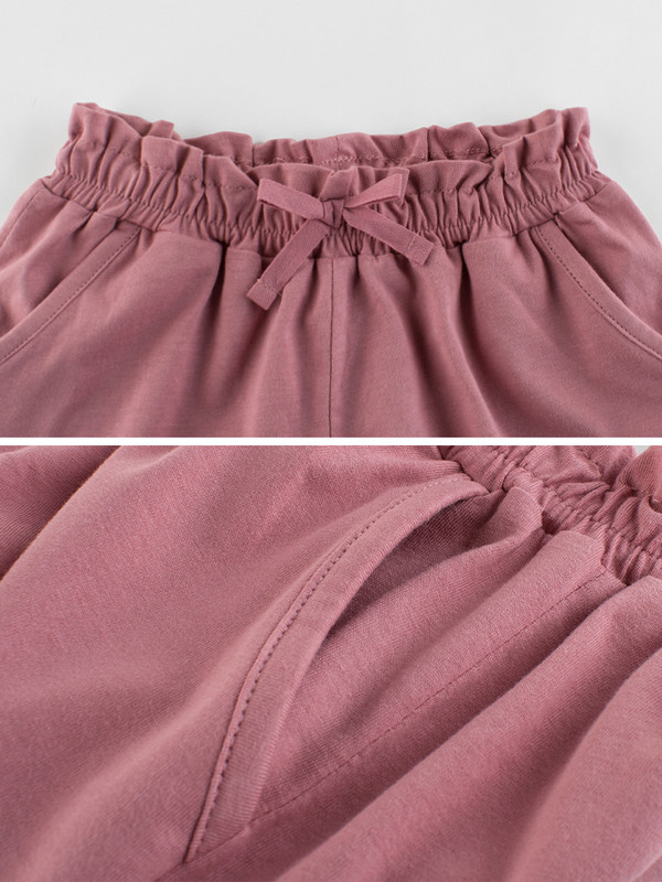 LJMOFA Ljetne pamučne kratke hlače za djevojčice Jednobojne ružičaste modne slatke kratke hlače za malu djecu visokog struka Elastične dječje hlače Odjeća za bebe D344