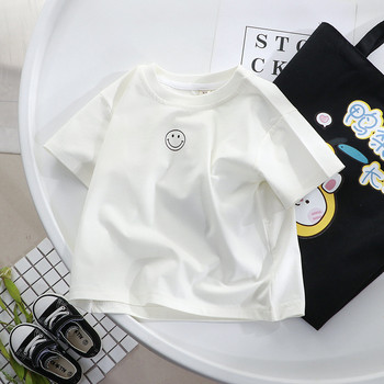 Καλοκαιρινό κοντομάνικο μπλουζάκι για μωρά αγόρια για κορίτσια Βαμβακερά μπλουζάκια με χαμογελαστό τύπωμα Παιδικά σύντομες μπλούζες Παιδικά μασίφ πουκάμισα Χαριτωμένο ντύσιμο
