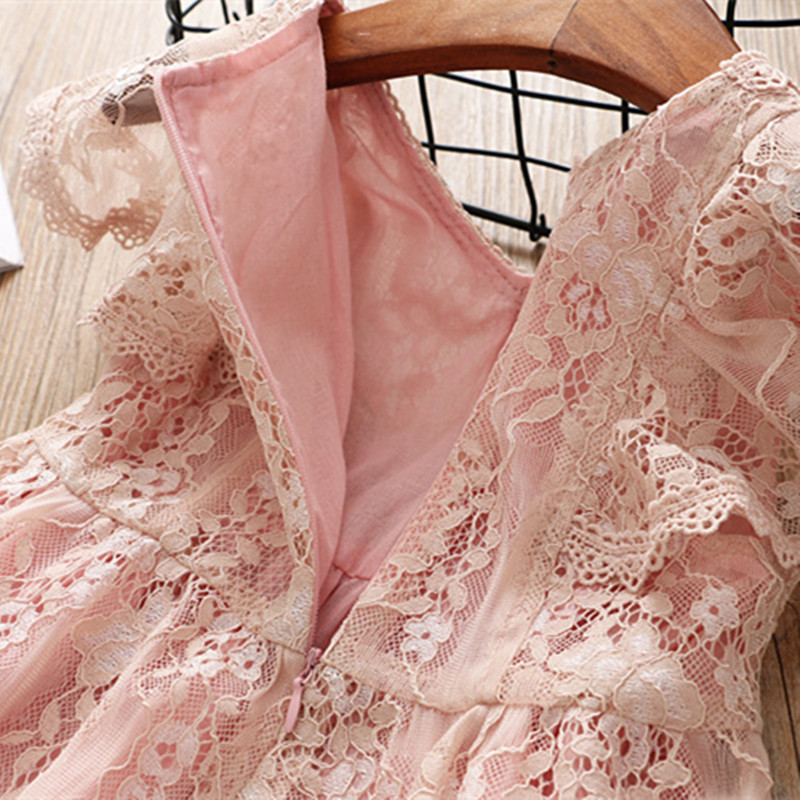 Ljetna čipkasta haljina za djevojčice Cvijet Princeza Party Odjeća za male djevojčice Dječje haljine za djevojčice Ležerna odjeća Veličina 3-8 godina