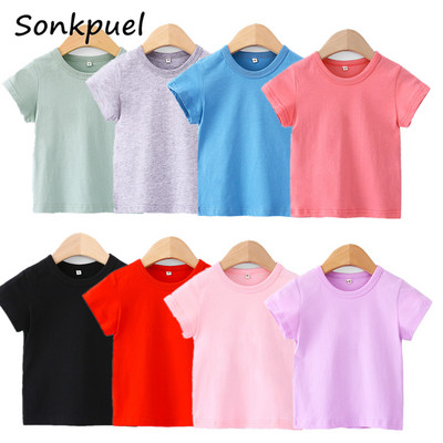 Solid Color Children T-shirt for Boys Girls Cotton Summer Kids Tops Tees Baby Kids Tshirts Blouse Clothes for 2-12 Years Child