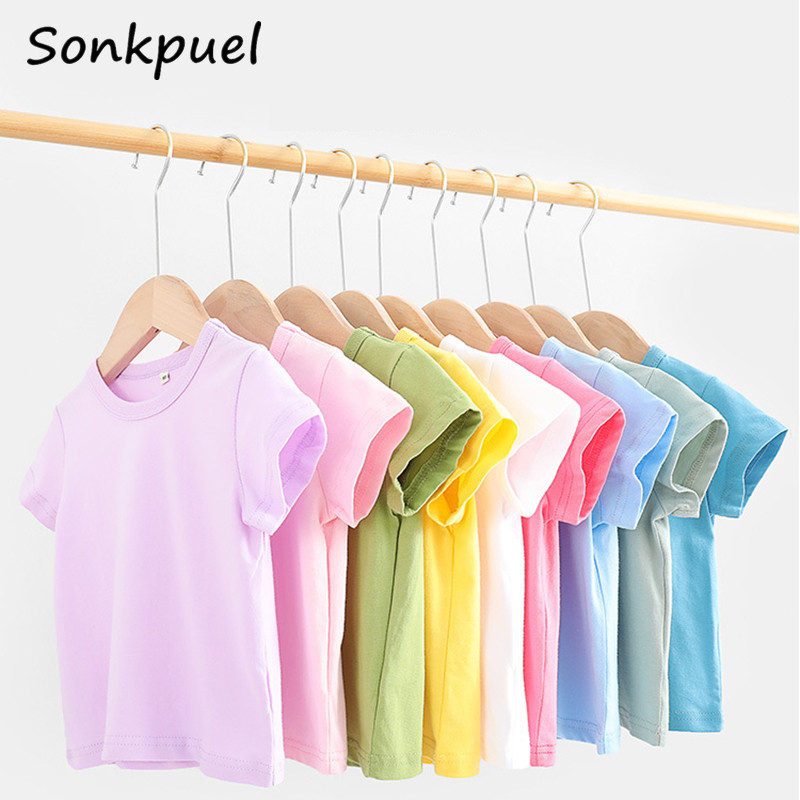Vienspalviai marškinėliai berniukams, mergaitėms, medvilniniai, vasariniai, marškinėliai, marškinėliai, marškinėliai kūdikiams, marškinėliai, palaidinės, drabužiai 2–12 metų vaikui