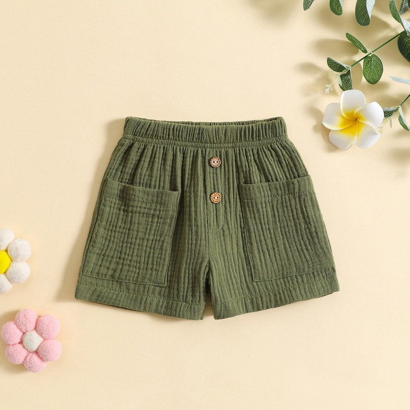 2023 0-3Y väikelaste poiste ja tüdrukute taskutega suvepüksid, elastne vöökoht, massiivne lahtine puuvillane vabaaja lühikesed püksid Sportlikud jooksupüksid
