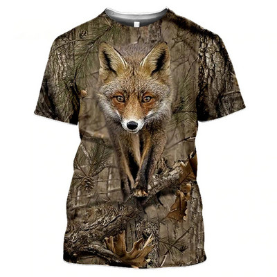 Тениски Jungle Camouflage Животни Лято Детско облекло 3D принт Детска тениска Модна ежедневна тениска с анимационни филми Горнища за момче и момиче