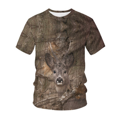 Тениски Jungle Camouflage Животни Лято Детско облекло 3D принт Детска тениска Модна ежедневна тениска с анимационни филми Горнища за момче и момиче