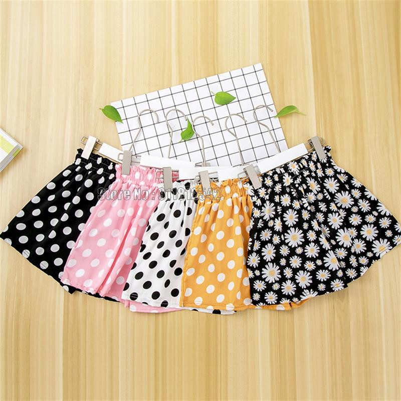 Vaikiški šortai Vasariniai taškeliais raštais gėlių raštais elastiniu juosmeniu mergaičių laisvalaikio stiliaus laisvos kelnės kelnės