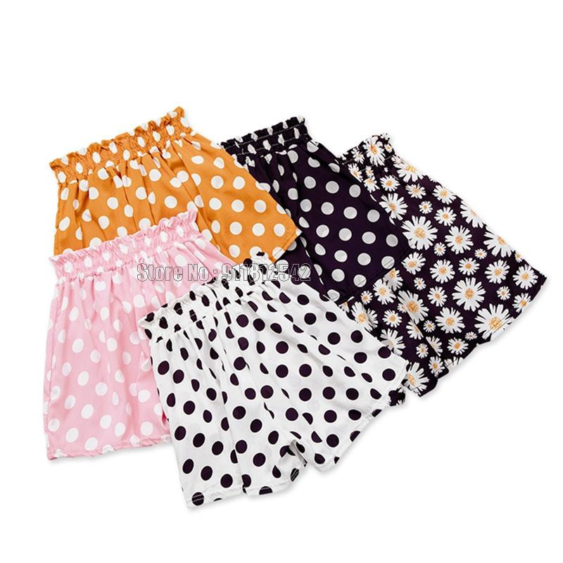 Vaikiški šortai Vasariniai taškeliais raštais gėlių raštais elastiniu juosmeniu mergaičių laisvalaikio stiliaus laisvos kelnės kelnės