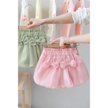 Детски момичета Bud Lace Shorts 2023 Ново пристигане Детски летни панталони с лък Бебешки момичета Зелени розови меки поли Панталони Сладко облекло