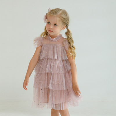 Eleganta mežģīņu ziedu meitenes kleita rozā dzimšanas dienas torte Till Drēbes Bērnu vasaras pludmales volāniem piedurknēm kostīms puķu meitenes kāzu kleita