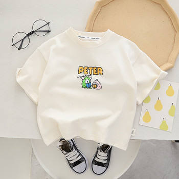 2023 Καλοκαίρι Κορεάτικο Παιδικό Κοριτσάκι με κοντομάνικα γραφικά μπλουζάκια με στάμπες κινουμένων σχεδίων, βαμβακερά μπλουζάκια για μωρά παιδικά ρούχα 1-5 ετών