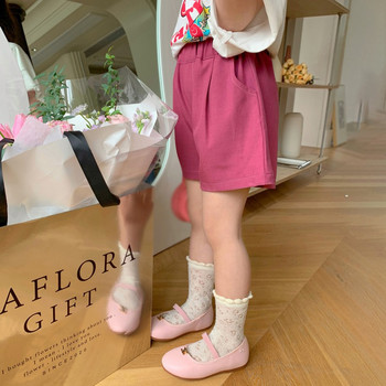 Καλοκαιρινό παιδικό σορτς για κορίτσια ελαστικό βαμβακερό παντελόνι μονόχρωμο με φαρδύ πόδι νήπιο κορίτσι καθημερινό σορτς παραλίας 3-8Τ