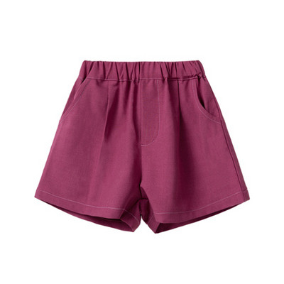 Vasaros vaikiški šortai mergaičių šortai elastiniu juosmeniu medvilninės trumpos kelnės vienspalvės plačios kojos bamblys mergaitės laisvalaikio paplūdimio aprangos šortai 3-8T