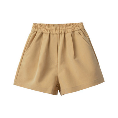 Vasaros vaikiški šortai mergaičių šortai elastiniu juosmeniu medvilninės trumpos kelnės vienspalvės plačios kojos bamblys mergaitės laisvalaikio paplūdimio aprangos šortai 3-8T