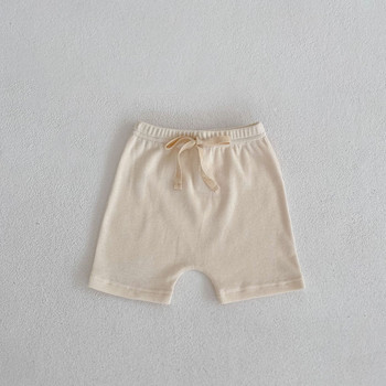 Ins Summer Детски плътни универсални широки къси панталони за момче Бебешки големи Pp Ежедневни плажни панталони Момиче Детски памучни модни прости панталони